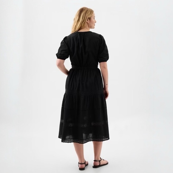 NWT! GAP Black Puff Sleeve Lace Midi Dress - Multiple Sizes🧡 - Picture 4 of 8